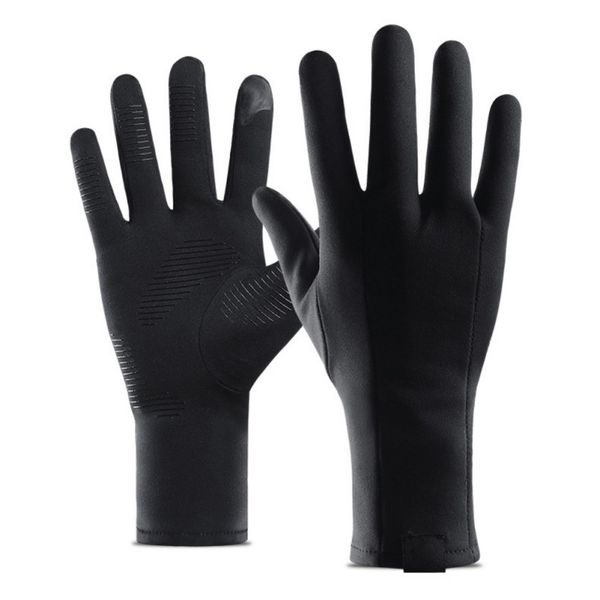 

women men winter bike thermal touch screen full finger cycling windproof long gloves black, Blue;gray