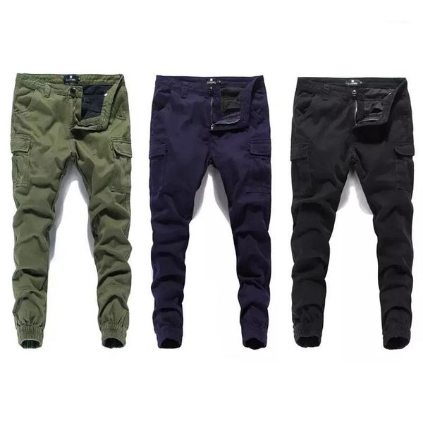 

men's jeans fashion classical men jogger pants street denim cotton cropped ankle banded army brand cargo1, Blue