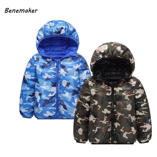 

benemaker winter camouflage jacket for girl boy double-side coat children ropa de niÃ±o kid clothes baby clothing outerwear jh077 0930, Blue;gray