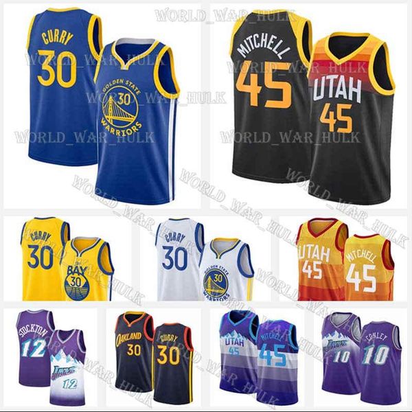 

golden state warriors utah jazz donovan 45 mitchell stephen 30 curry james 33 wiseman mike rudy conley gobert jerseys, Black;red