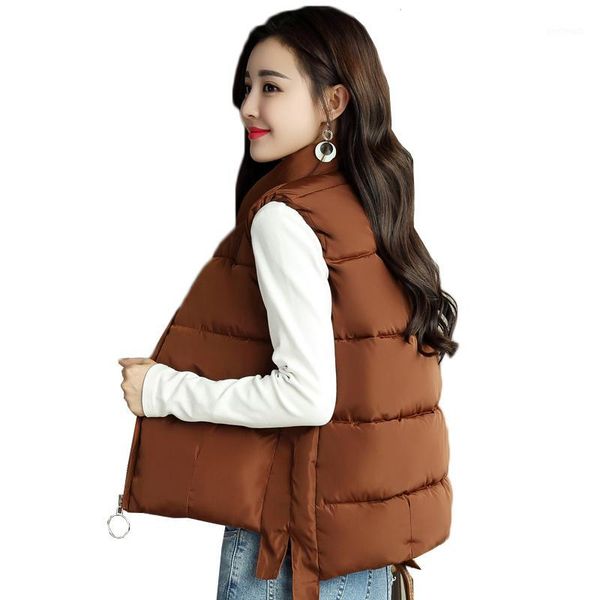 

women's vests women cotton vest coat autumn winter jacket 2021 solid color short down waistcoats female outerwear plus size aa3451, Black;white