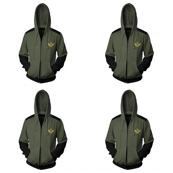 

new zelda clothing legend 3d digital printing sweater zipper hooded sweater cosplay animation clothing ac8aa, Black