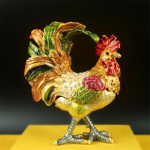 

russian crystal rooster crafts luck money auspicious bling rhinestone cock creative design alloy zinc metal crafts
