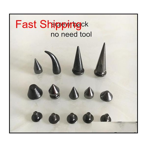 

screw on metal rivet studs,black gunmetal punk rock spike rivet, / ox horn screwback stud,diy shoes,bag qylrsn bdehome, Silver