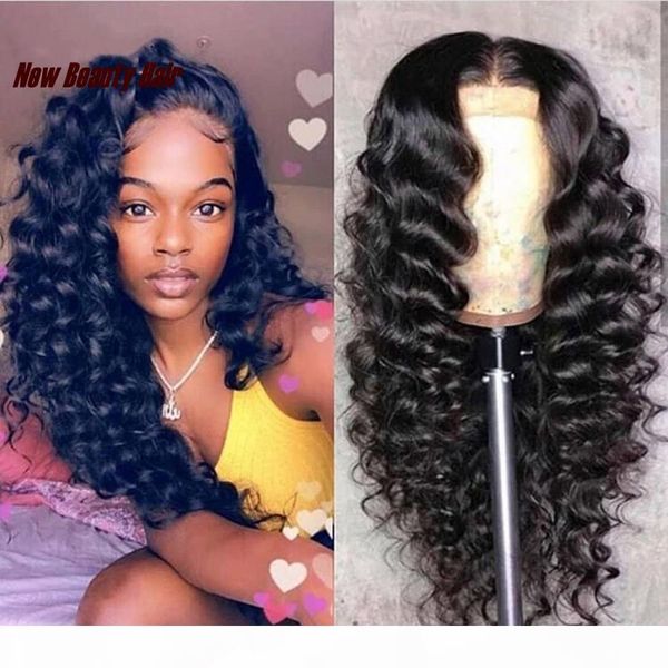

long natural glueless simulation lace front human hair wigs deep wave wig for women natural black 13x4 lace frontal wig synthetic hair