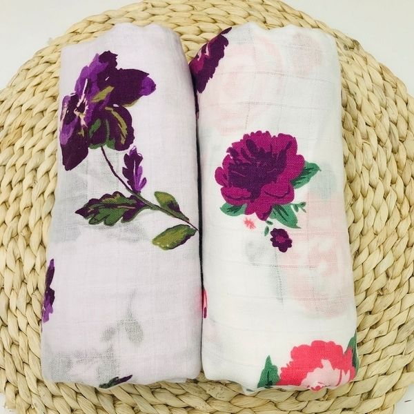 

bamboo&cotton muslin blanket nice floral baby bedding bath towels newborn babies swaddle wrap receiving blanket for boys girls y201009