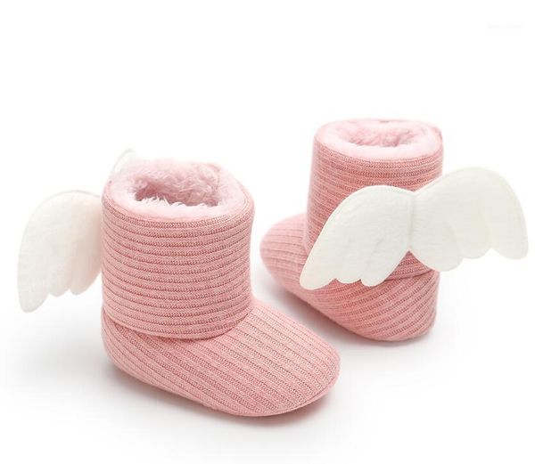 

toddler knited winter faux fleece crib snow boots soft soled baby shoes bowknot woolen angel wing fur knit boots first walkers1