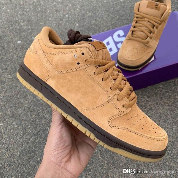 

горячий лучший подлинный dunk sb низкая пшеница mocha skateboard обувь пшеница замшевые на открытом воздухе спортивные туфли загар мужчин же