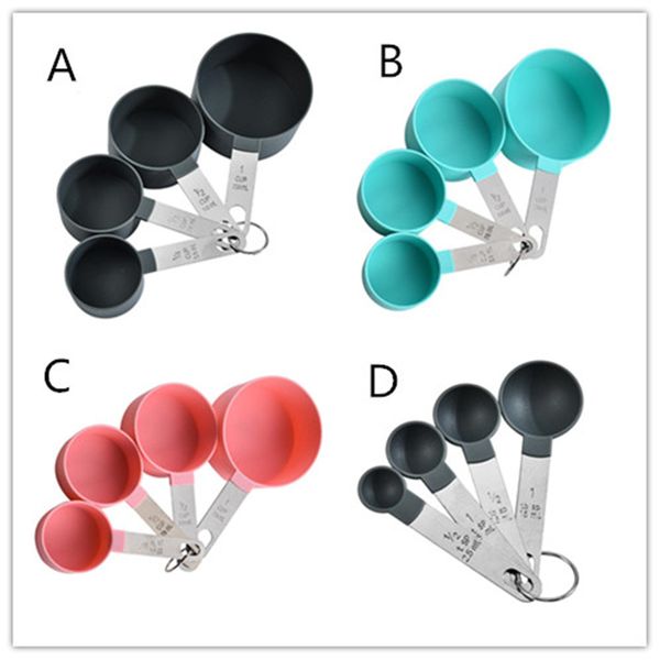

8pcs set measuring spoons cup tools pp baking accessories stainless steel plastic handle kitchen gadgets