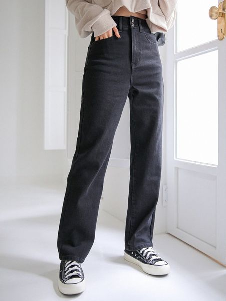 

dazy high waist straight leg jeans 66x7#, Blue