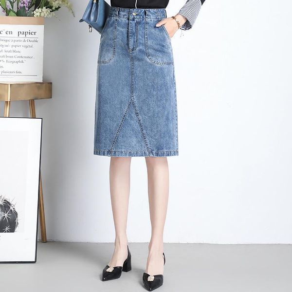 

summer women high waist denim bodycon skirt office lady elegant chic slim casual splice slit design plus size jean skirts 16231, Black