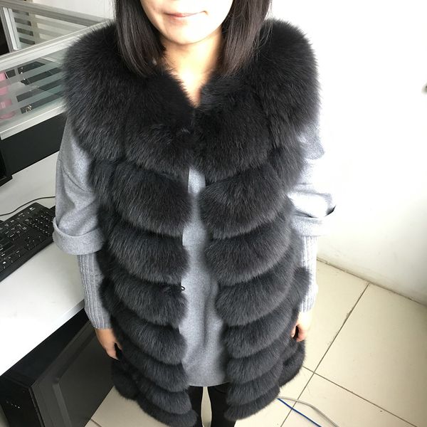 

2021 new winter clothes warm true fox fur women's coat 2crz, Black