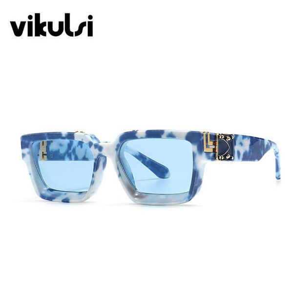 

brand color white blue frame sunglasses for men women luxury thickened rectangle sun glasses female shield trendy shades uv400, White;black