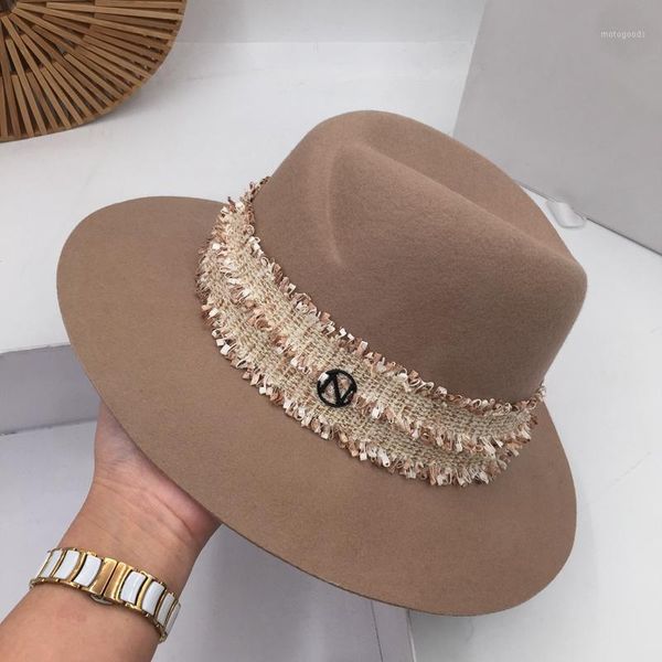 

panama fedora european and american new woolen caps character twining the old n cap english hat girl shopping1, Blue;gray