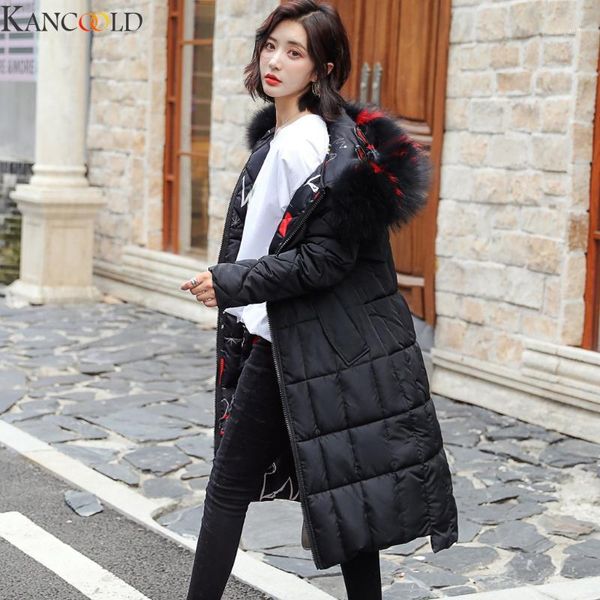 

kancoold women coat fashion fur hooded long zip cotton jacket pocket long sleeve reversible jacket overcoat warm1, Black
