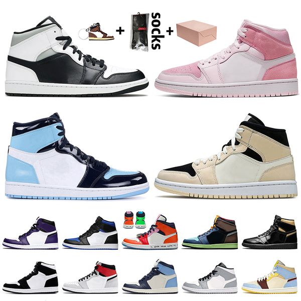 

fashion with box jumpman 1 women mens basketball shoes 1s mid white shadow digital pink unc patent barely fearless 1 sneakers trainers