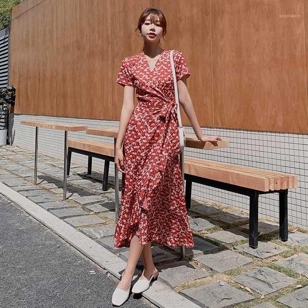 

women long burgundy chiffon floral dress summer 2020 runway elegant casual party dress boho retro tropical beach vacation1, Black;gray