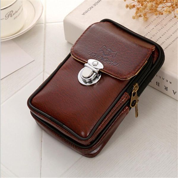 

waist bags pu leather vintage packs purse men travel fanny pack belt loops hip bum bag wallet mobile phone pouch1