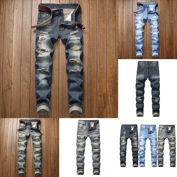 

7ulp4 uefezo fashion men ripped jeans dener hole jeans for man for hole striped zipper denim men wash hop hip vintage work jeans autumn, Black