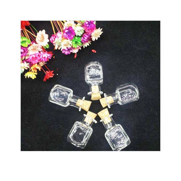 

50sets/lot mini empty small cute glass bottle square shape vial cork ser jar with corked container mini diy e jllxdk, Black