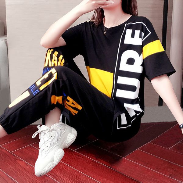 

2021 new only piece female sports suit casual korean version of women's attire fashion short sleeve two-piece db8b, White