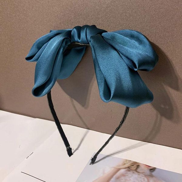 

korean sweet big bowknot women headband head hoop solid color satin hairband turban middle knotted hair hoop hair accessories q sqcusk