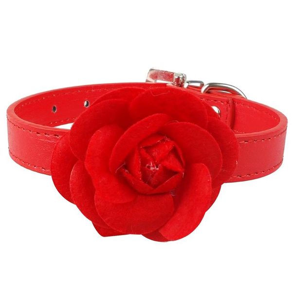 

adjustable puppy dog collar pu leather kitten cat collars flower necklace pet accessories for small medium dogs chihua wmtgmh