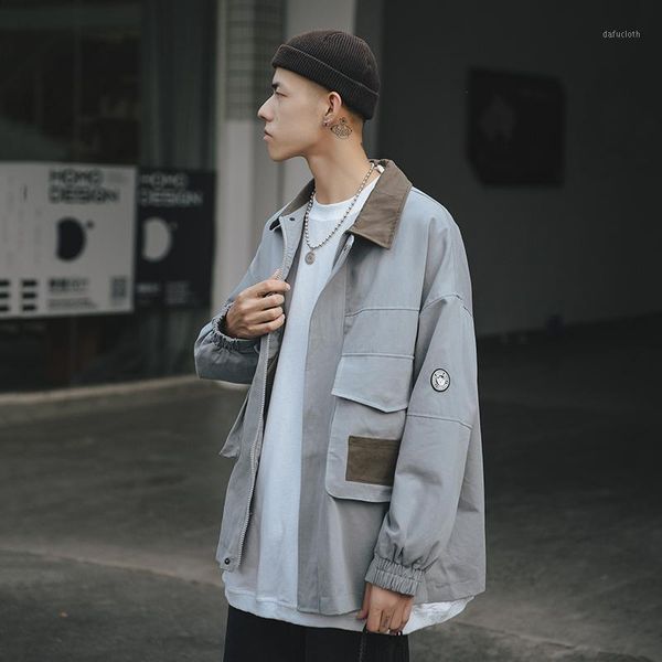 

2019 spring and autumn new japanese chic trend baseball uniform korean students bf harajuku loose casual jacket gray / khaki1, Black;brown