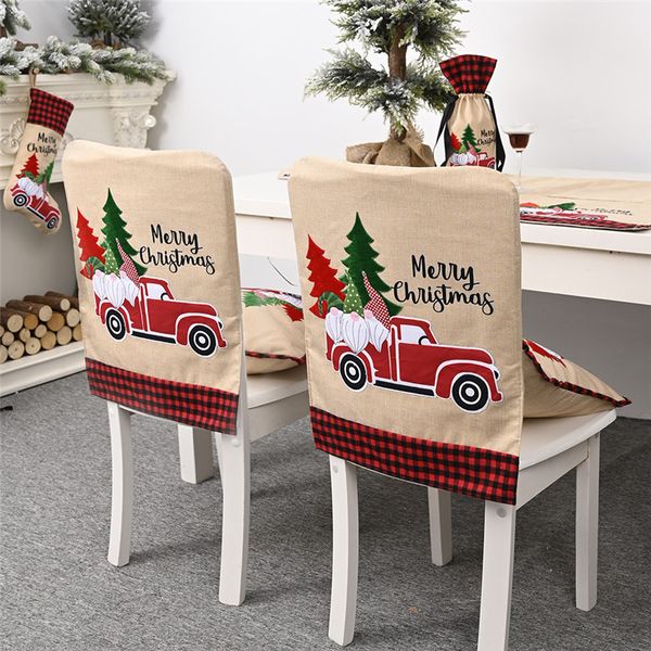 

black red plaid santa claus car christmas decoration chair cover ornament xmas new year party banquet home decor supplies 63070