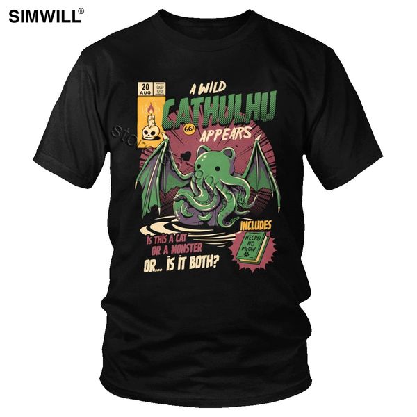

sport funny a wild cthulhu t-shirt summer cotton cat or monster t shirt short sleeves harajuku tshirt men kaiju lovecraft movie tee