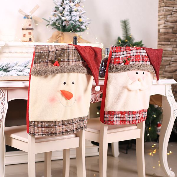 

claus chair santa cover plaid christmas decoration ornament xmas new year party banquet table dining home decor supplies 63248