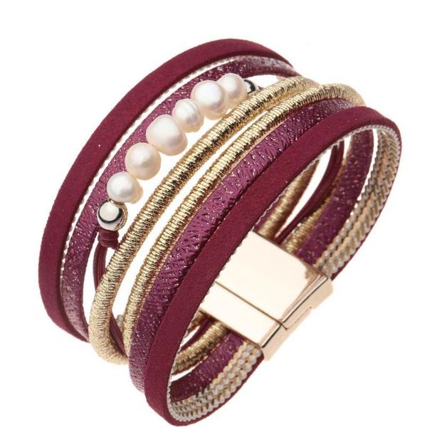 

gold color metal bar charm leather bracelets for women trendy boho braided rope wide multilayer wrap bracelet female bbylat, Golden;silver