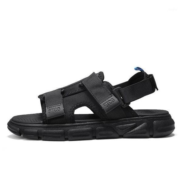 

sandals sandalen leather slide masculino work de playa sandals-men safety homme sandalsslippers deportivas transpirables sandles flat1, Black