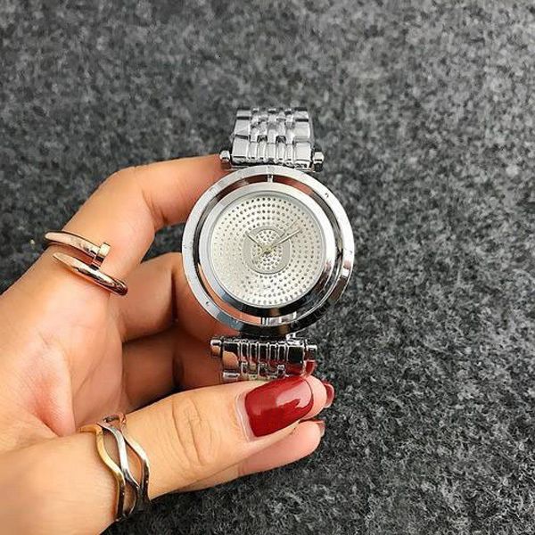 

fashion brand women girls crystal rotate dial style metal steel band quartz wrist watch p18, Silver