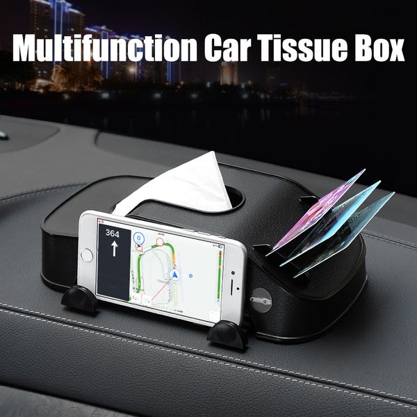 

multifunction 3 in 1 creative tissue box automobile napkin card holder container mobile phone bracket car accessories