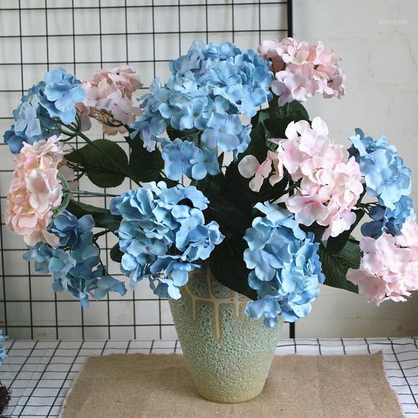 

7 heads large hydrangea bouquet silk artificial flowers wedding flower wall hydrangea bush decoration flores artificiales1