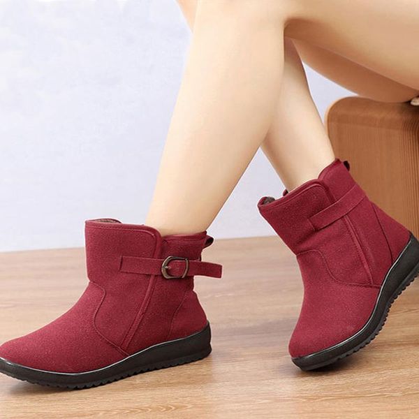 

suede boots women snow boots for winter shoes casual ankle boot women wedge shoes ladies short plush warm bottine femme, Black