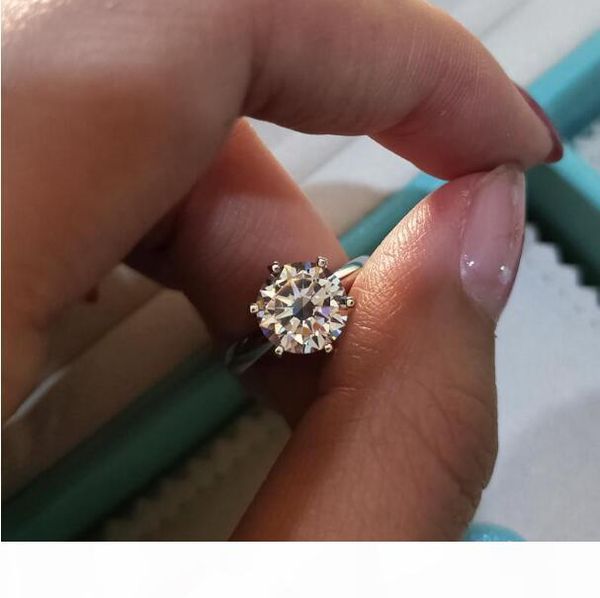 

solitaire 1ct lab diamond ring 100% real 925 sterling silver jewelry engagement wedding band rings for women bridal party gift, Golden;silver