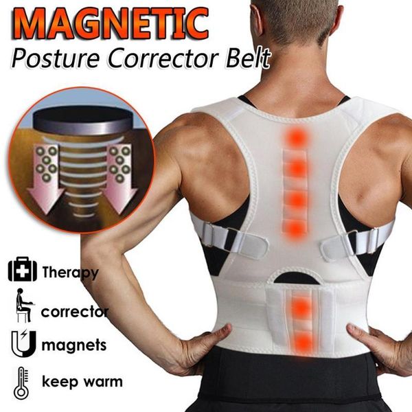 

orthopedic lumbar thoracic back posture shoulder support brace shoulder support girdle belt magnetic therapy women men xxl, Black;blue