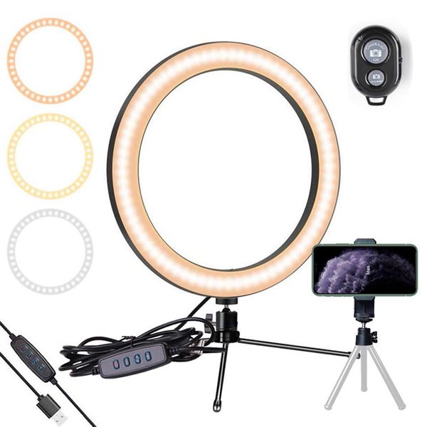 

10 dimmable led studio camera ring p phone video light annular lamp