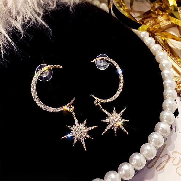 

new fashion women earring jewelry contracted joker character moon pendant earrings eardrop temperament long geometric earrings, Silver