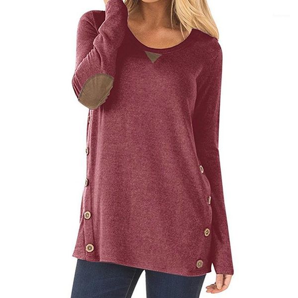 

casaul tee shirt women autumn basic t-shirt fashion patchwork long sleeve with button elegant ladies loose clothing1, White