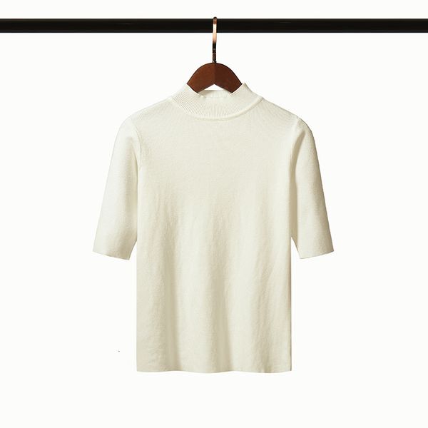 

2021 new female knitted sweater solid mock collar half length women knit elegant women's clothes winter 74ni, White;black