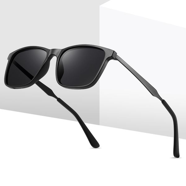 

2020 men squaree sunglasses driving fishing sun glasses fashion metal frame tr90 temple fishing male drive zonnebril heren uv400, White;black