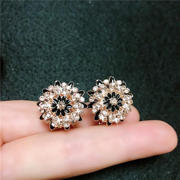 

dangle & chandelier fyuan vintage flower crystal stud earrings for women elegant pearl geometric rhinestone weddings jewelry gifts, Silver