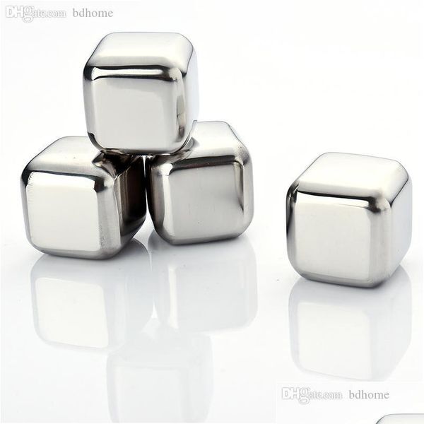 

wholesale-nhbr 4pcs whiskey wine beer stones 440c stainless steel cooler stone whiskey rock ice cube edible alcoho jllstq sport777