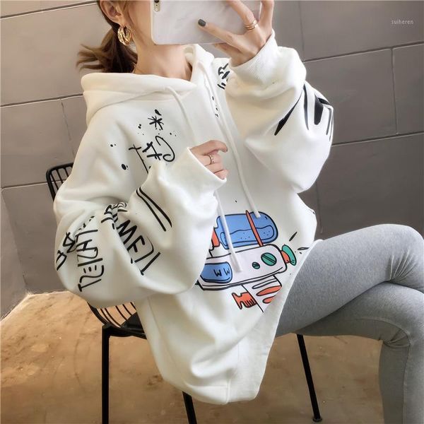 

cute oversized hoodie cartoon sweatshirt women kpop hip hop streetwear ladies hoodie women long and loose sudadera mujer1, Black