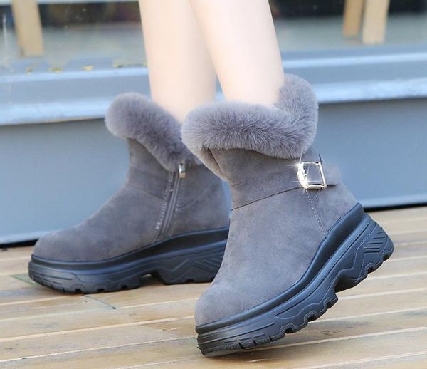 

высокое качество женщин сапоги зимние ботинки горячая flat платформа женский теплый botas mujer пинетки лодыжки для женщин снега сапоги, Black