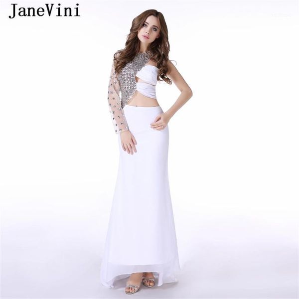 

janevini 2019 white mermaid long evening dresses one shoulder luxury crystals turkish dubai chiffon dress vestido comprido1, White;black