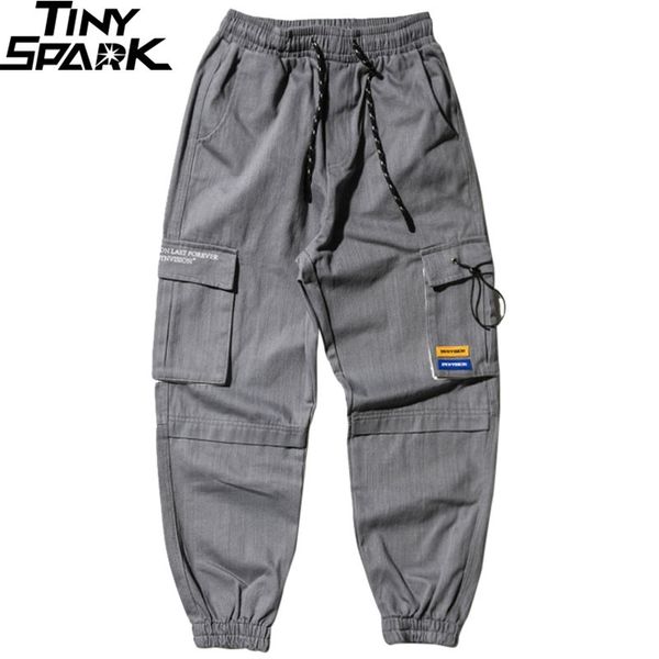 

men joggers streetwear cargo pants hip hip harajuku harem pants autumn casual tactical pants pockets track trousers cotton 201116, Black